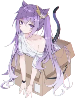 😺 c299cbf6 Keqing Genshin Impact 애니메이션, 원신, 각청, 고양이 귀, 소녀, 보라색 머리, 비디오 게임 telegram sticker