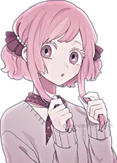 😯 fdae79da 애니메이션, 귀여운, 분홍 머리, 캐릭터, 만화, 소녀, 카와이 telegram sticker