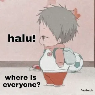 😐 4ed8b150 halu!
where is
everyone? Anime, Halu, Di mana semua orang?, Sedih, Kesepian, Kartun telegram sticker