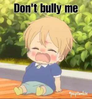 😵 7c6b91a0 Don't bully me anime, menangis, sedih, anak, jangan bully, menangis, wajah sedih telegram sticker