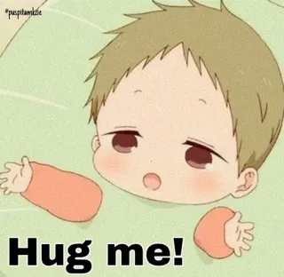 🥺 9de6ad56 Hug me! peluk, imut, bayi, kartun, permintaan, ramah, kasih sayang telegram sticker