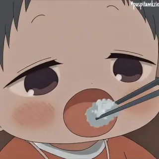 🍚 f5b1ae3a Anime, Anak, Makan, Nasi, Sumpit, Lucu telegram sticker