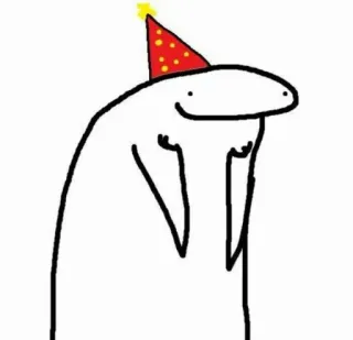 🥳 954db6c8 Florkofcows, hoạt hình, mũ dự tiệc, trắng, nhãn dán, hài hước, đơn giản telegram sticker