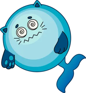 😳 03f8d0b3 漫画, 魚, 猫, ステッカー, めまい, アクア telegram sticker