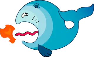 🔥 c1310239 漫画, 動物, 鯨, 火, 青 telegram sticker