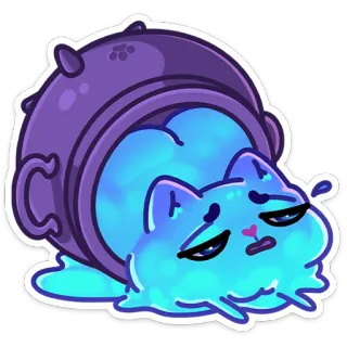 ☹️ 533f1386 猫, 贴纸, 罐, 疲惫, 颓废, 蓝色, 卡通, 可爱 telegram sticker