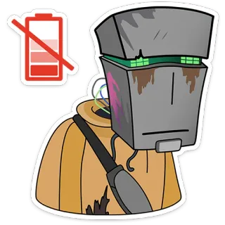 😐 0f8e71f3 Roboter, Android, Batterie, Akku leer, futuristisch, Maschine telegram sticker
