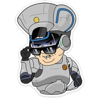 😏 3c6a0e41 Cartoon, Polizei, Beamter, Sonnenbrille, Figur, Roboter telegram sticker
