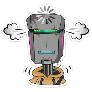 🛸 72b87bff Roboter, dampfend, wütend, Cartoon, Figur, Sticker telegram sticker