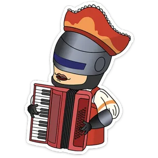 🛸 949b36f2 RoboCop RoboCop, Cyborg, Akkordeon, Piratenhut, Cartoon, Figur telegram sticker