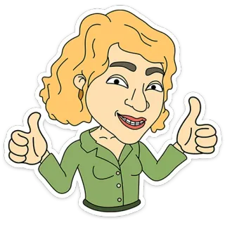 👍 b8fddfdf Daumen hoch, Frau, Cartoon, Positiv, Sticker, Zustimmung telegram sticker