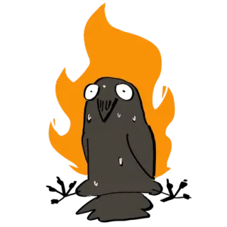 🔥 05c7f782 oiseau, feu, dessin animé, autocollant, drôle, animal, fou, mème telegram sticker
