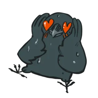 😍 321e7c27 oiseau, amour, coeurs, mignon, dessin animé, kawaii, autocollant telegram sticker