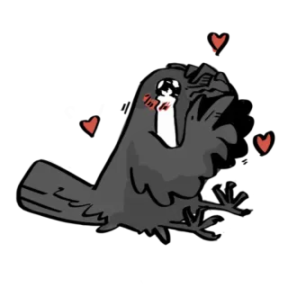 ☺️ 3b0d5ba1 corbeau, oiseau, dessin animé, coeurs, amour, mignon telegram sticker