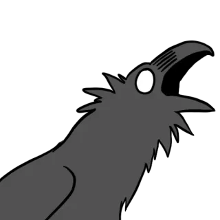 🤬 e187c9fa corbeau, oiseau, animal, dessin animé, noir et blanc, contour, yeux telegram sticker