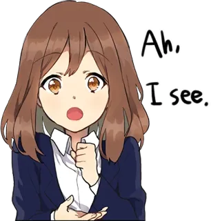 😯 69a414fa Ah, I see. Anime, Phản ứng, Sốc, Hiểu, Manga, Dễ thương, Tóc nâu, Ngạc nhiên telegram sticker