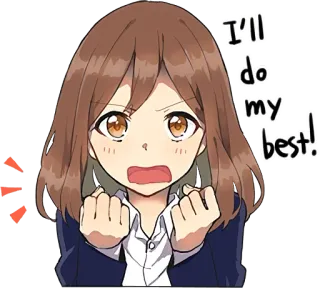 😤 73d0e0db I'll do my best! Anime, Cô gái, Động lực, Tốt nhất, Quyết tâm, Hào hứng telegram sticker