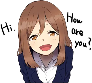 👋 78b47d49 Hi. How are you? Cô gái anime, Lời chào, Thân thiện, Xin chào, Bạn khỏe không telegram sticker