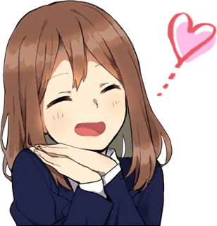 😄 893a0d80 cô gái anime, dễ thương, cười, vui vẻ, trái tim, kawaii telegram sticker