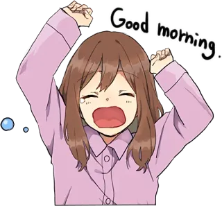 😪 bfba8199 Good morning. Chào buổi sáng, Thức dậy, Anime girl, Dễ thương, Ngáp, Buổi sáng telegram sticker