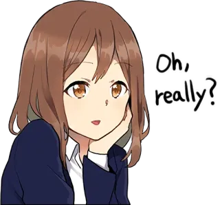 😐 f0ad016a Oh, really? Anime, Cô gái, Câu hỏi, Sự quan tâm, Nghi ngờ, Biểu cảm telegram sticker