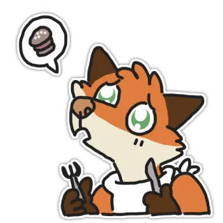 🍴 005630b4 лиса, бургер, голодный, антропоморфный, еда, мультфильм telegram sticker