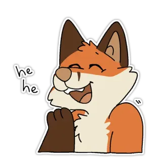 😄 053af404 he he лиса, животное, смех, мультфильм, счастливый, милый telegram sticker