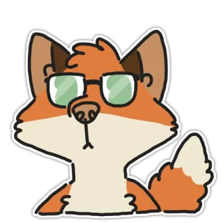 🤓 54605357 лиса, очки, животное, мультфильм, наклейка, милый, оранжевый, пушистый telegram sticker