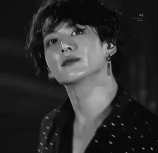 🕸 d1ebe788 Jungkook kpop, singer, music, idol, black and white telegram sticker