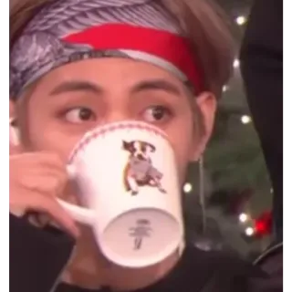 😳 844c0a54 mężczyzna, pies, filiżanka, opaska, picie telegram sticker