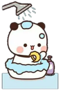 💘 02944878 Panda, Dessin animé, Bain, Mignon, Douche, Savon, Bulles telegram sticker