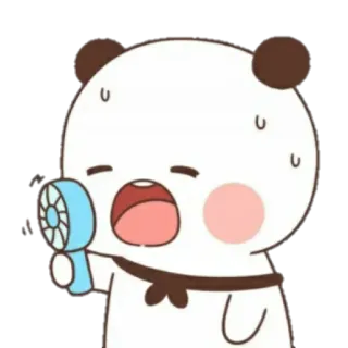 💘 2897458d Panda, Dessin animé, Mignon, Transpiration, Ventilateur, Anime telegram sticker