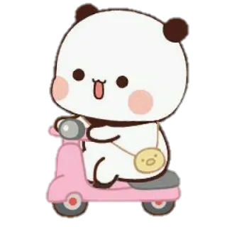 💘 63a06df5 Panda, Scooter, Kawaii, Mignon, Dessin animé, Rose, Animal telegram sticker