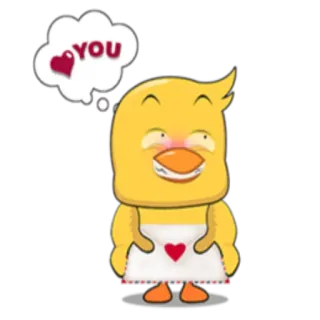 💌 43dfff32 YOU pato, amor, corazón, lindo, dibujos animados telegram sticker