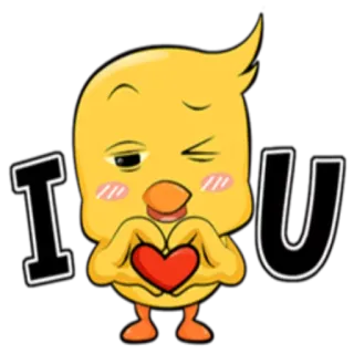 ❤️ 92dd0d66 I U amor, pato, lindo, corazón, te amo, dibujos animados telegram sticker