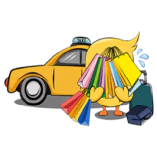🛍 caa5f862 TAXI pato, taxi, compras, bolsas, equipaje, viajes telegram sticker