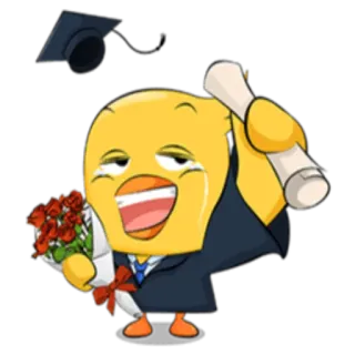 🎓 cca72043 graduación, celebración, diploma, feliz, dibujos animados, pato telegram sticker