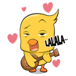🎸 d61ab6bf LALALA~ pájaro, dibujos animados, corazón, lalala, música, lindo, divertido, amarillo telegram sticker