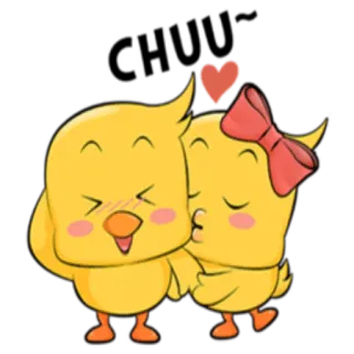 💑 f7a0d8d5 mono, pollito, amor, beso, dibujos animados, animales, corazón, lazo telegram sticker