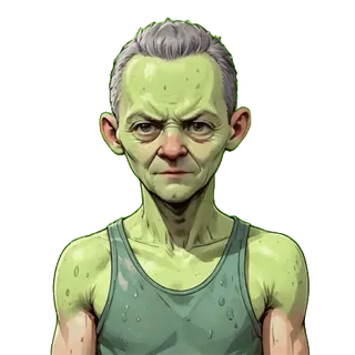 🤦 38acccd6 piel verde, anciano, personaje, ilustración, dibujo animado, retrato telegram sticker