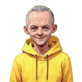 🤩 79521dcc hombre, retrato, persona, dibujo animado, amarillo, sudadera con capucha telegram sticker
