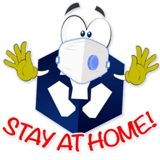 😷 1c1754ee STAY AT HOME! zostań w domu, maska, kreskówka, pandemia, bezpieczeństwo whatsapp sticker