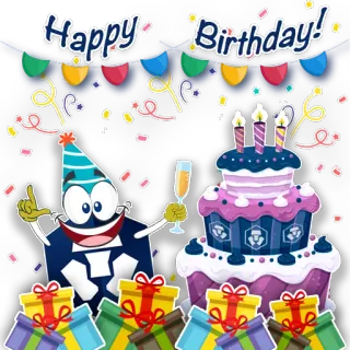 🎂 36c24d2d Happy Birthday! urodziny, święto, impreza, tort, prezenty, konfetti whatsapp sticker