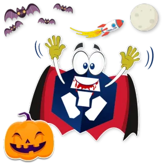 🎃 41db14b4 Halloween, nietoperze, dynia, kryptowaluta, księżyc, rakieta, wampir whatsapp sticker