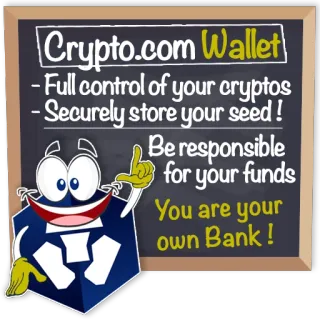 📚 5059f7f7 Crypto.com Wallet
- Full control of your cryptos
- Securely store your seed!
Be responsible
for your funds
You are your
own Bank! krypto, portfel, finanse, crypto.com, kryptowaluta, aktywa cyfrowe, bankowość whatsapp sticker