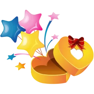 🎉 0efc34f5 heart, gift, love, balloons, celebration, present, box whatsapp sticker