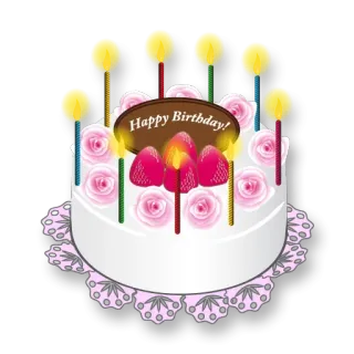 🎂 4e096543 Happy Birthday! cake, birthday, candles, party, dessert whatsapp sticker