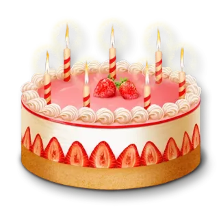🎂 6e68cb54 cake, birthday, dessert, strawberry, celebration whatsapp sticker