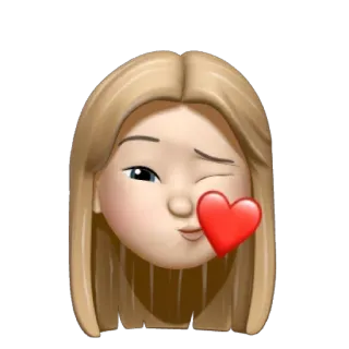 ✏️ 457c4ad5 memoji, emoji, avatar, cartoon, heart, wink, female telegram sticker
