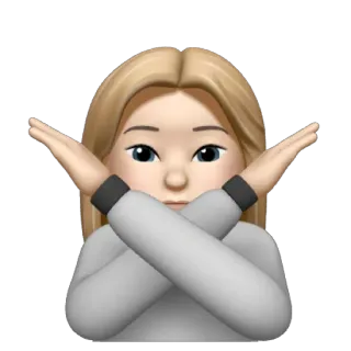 ✏️ d8b3820a emoji, no, stop, prohibit, woman, cross, arms telegram sticker